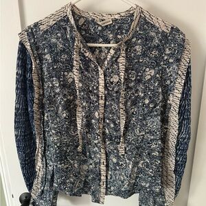 Ulla Johnson Navy and Cream Blouse